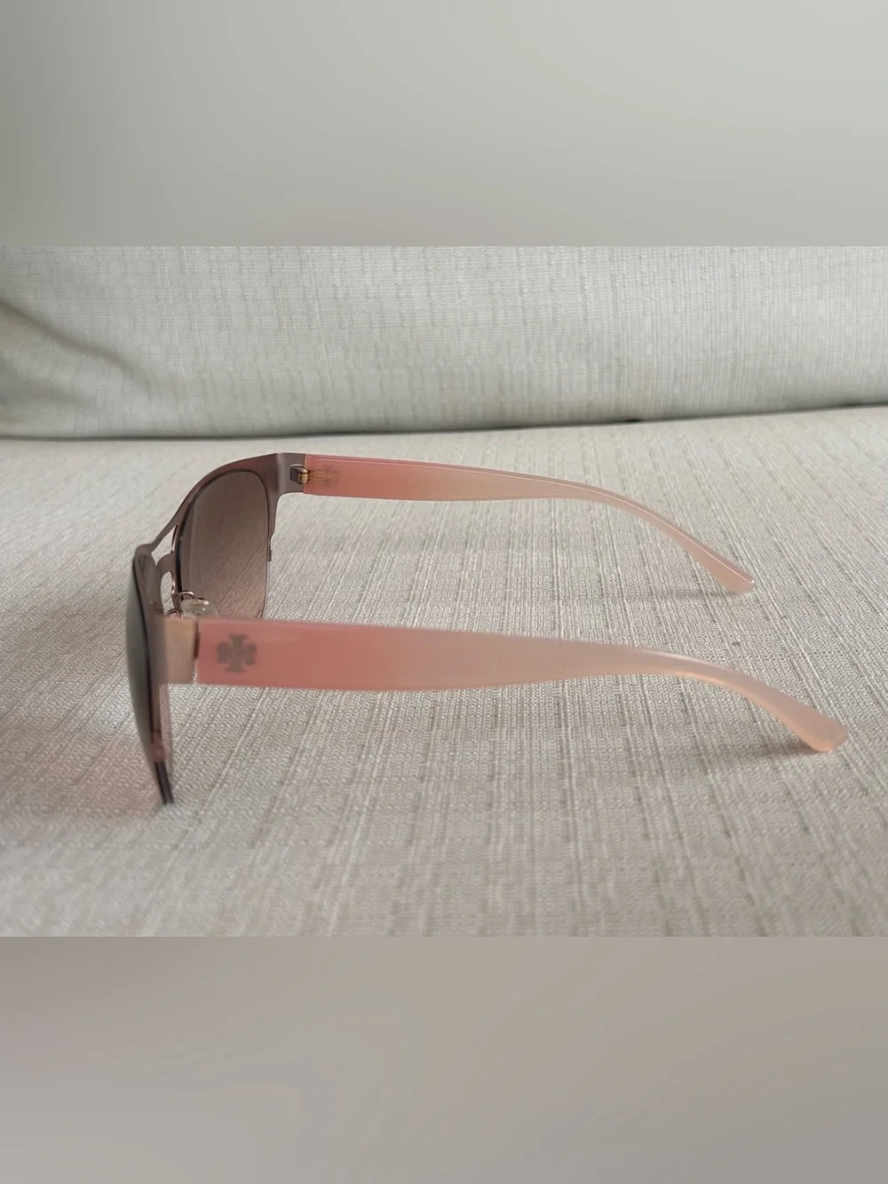 Tory Burch Rose Gold Frame Sunglasses with Brown Gradient Lenses